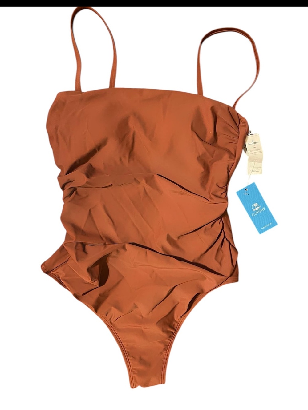 Cupshe Rust Brown One-Piece Swimsuit Sz S NWT